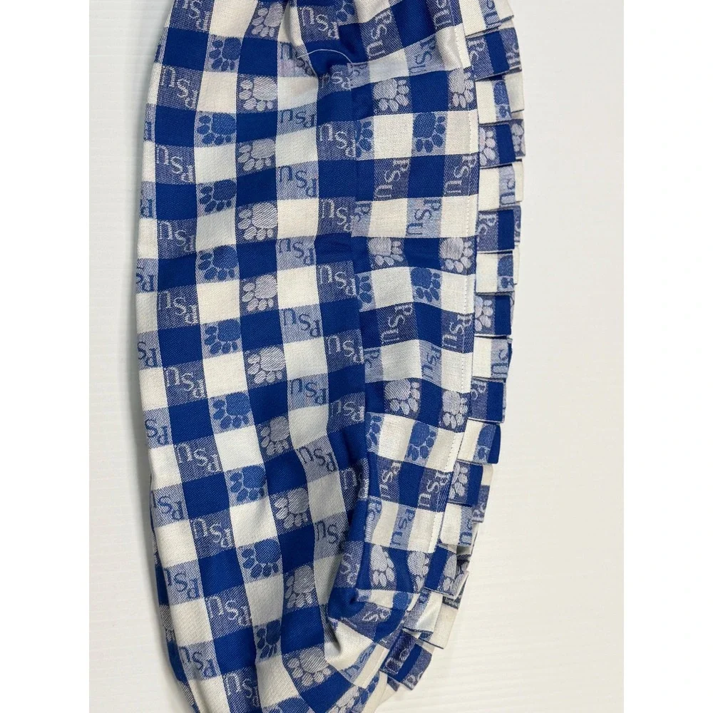 Longaberger Basket Liner Blue White Gingham PSU Penn State Paw Print Fabric
